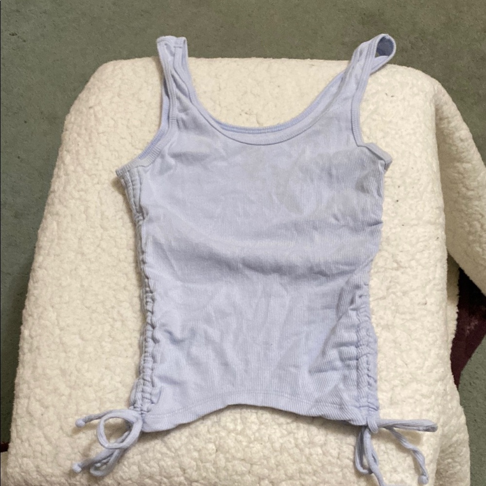 Hollister Sleeveless Blue Ruched Tie Front Tank